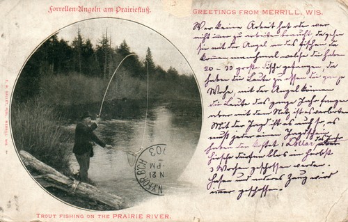Cartolina trota pesca sul - pesca,